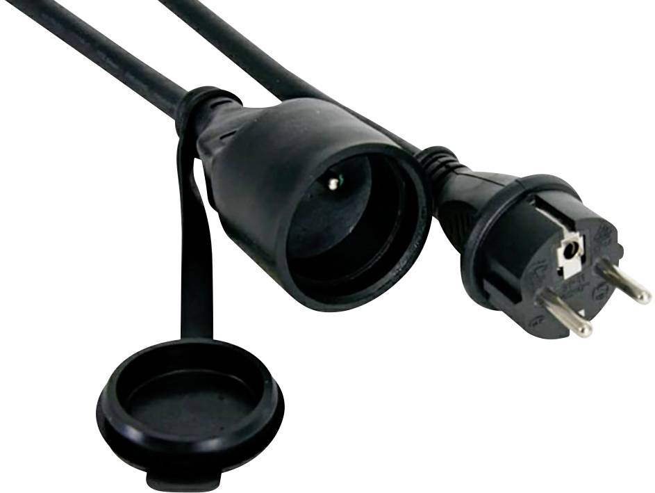 Perel EC01.5R15STBHQ Strom Verlängerungskabel 16 A Schwarz 1.50 m H05RR-F 3G 1,5 mm²