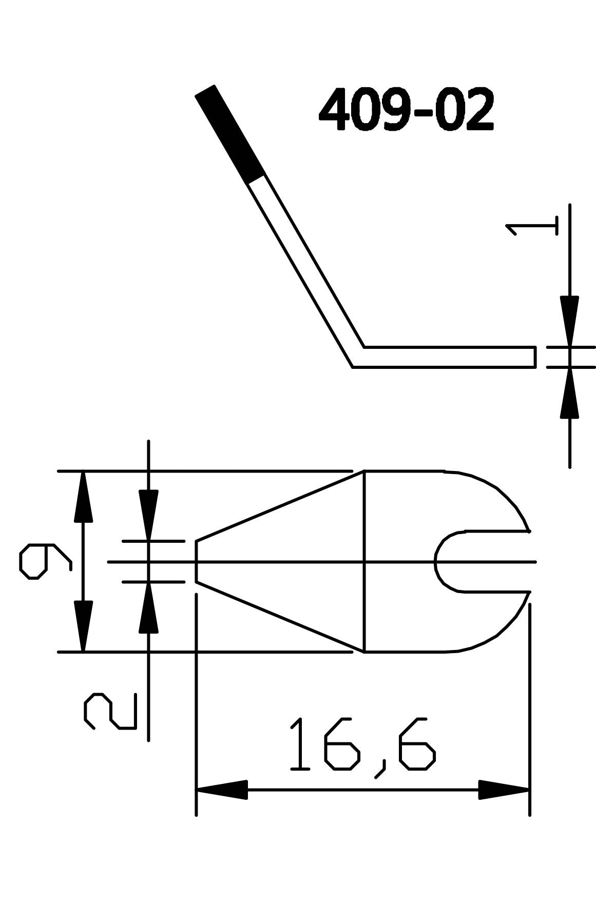 TOOLCRAFT Lötspitze abgeflacht Spitzen-Größe 2mm Spitzen-Länge 15mm Inhalt 1 Paar