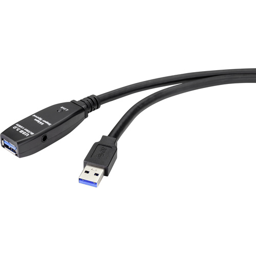 Renkforce USB-Kabel USB 3.2 Gen1 (USB 3.0 / USB 3.1 Gen1) USB-A Stecker, USB-A Buchse 15.00m Schwarz RF-4598348