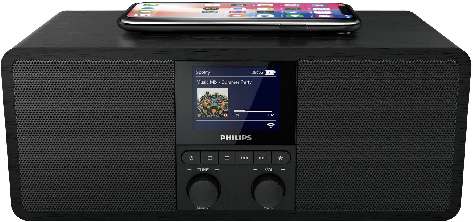 Philips R8805 Internet Radiowecker Internet, DAB+, DAB, UKW Bluetooth®, Internetradio, UKW Akku-Ladefunktion, Spotify Schwarz