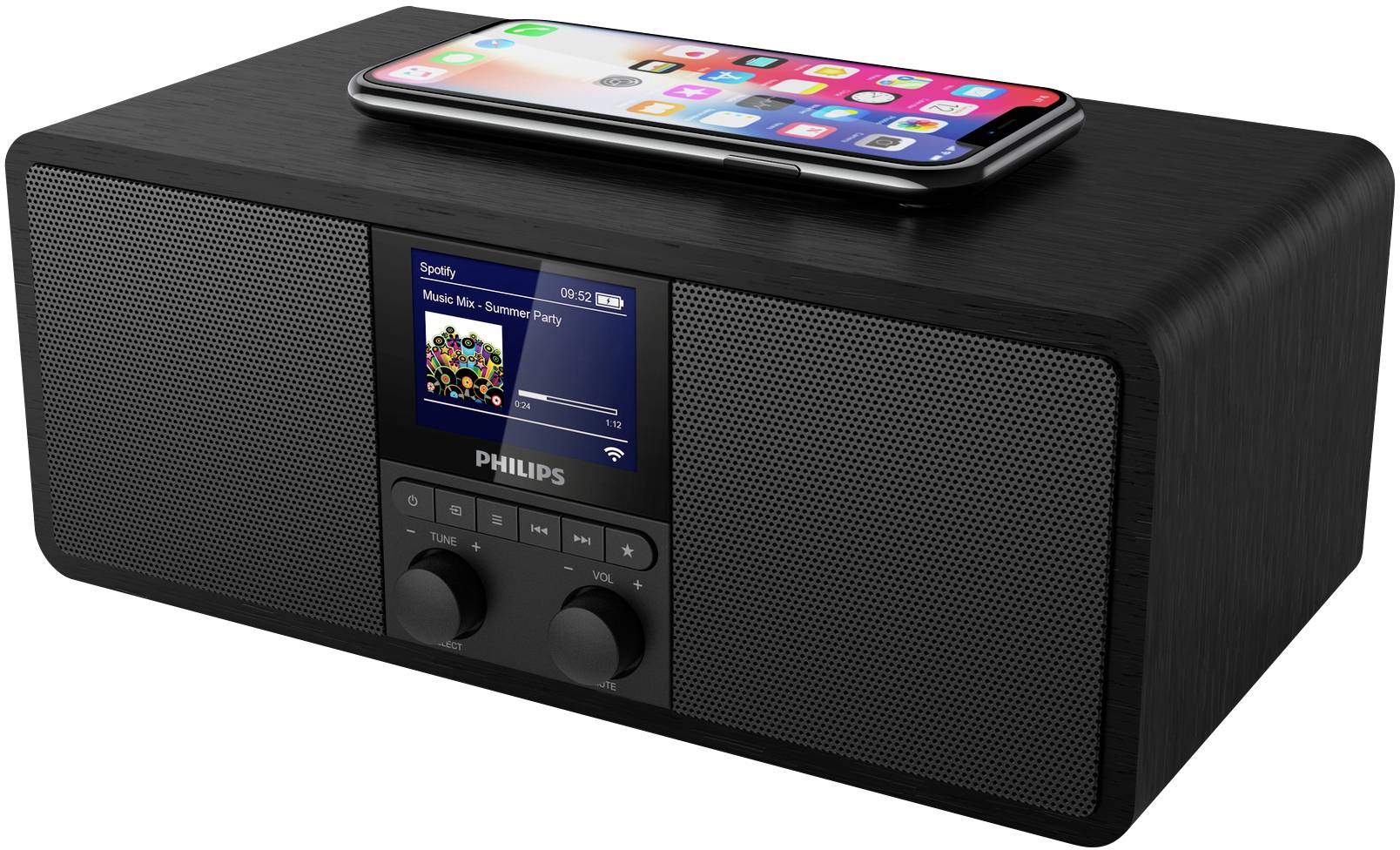 Philips R8805 Internet Radiowecker Internet, DAB+, DAB, UKW Bluetooth®, Internetradio, UKW Akku-Ladefunktion, Spotify Schwarz