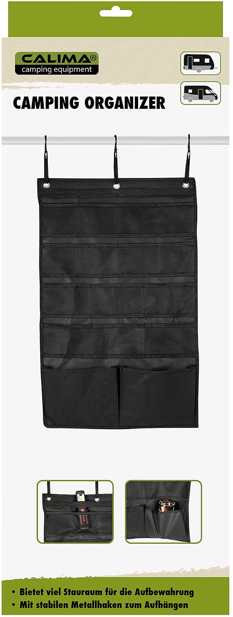 Calima Aufbewahrungs-Set Camping Organizer (L x B) 75cm x 47cm Schwarz 46036