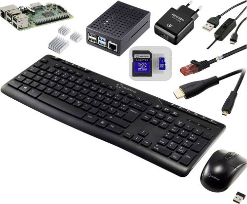 TRU COMPONENTS Pro Set Raspberry Pi® 3 B 1 GB 4 x 1.2 GHz inkl. Netzteil, inkl. Gehäuse, inkl. Küh