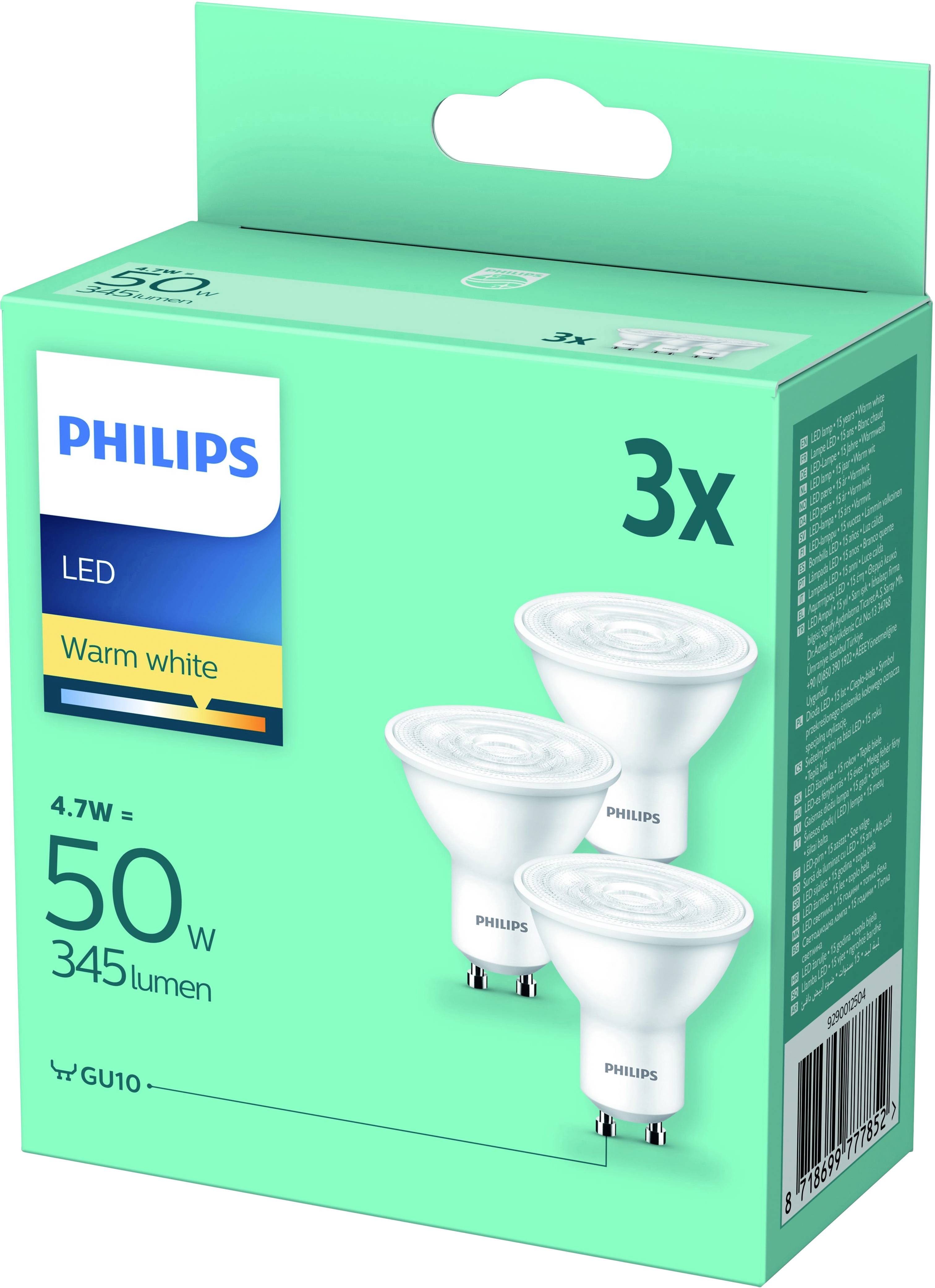 Philips Lighting 77785200 LED EEK F (A - G) GU10 4.7W = 50W Warmweiß (Ø x L) 50mm x 50mm 3St.
