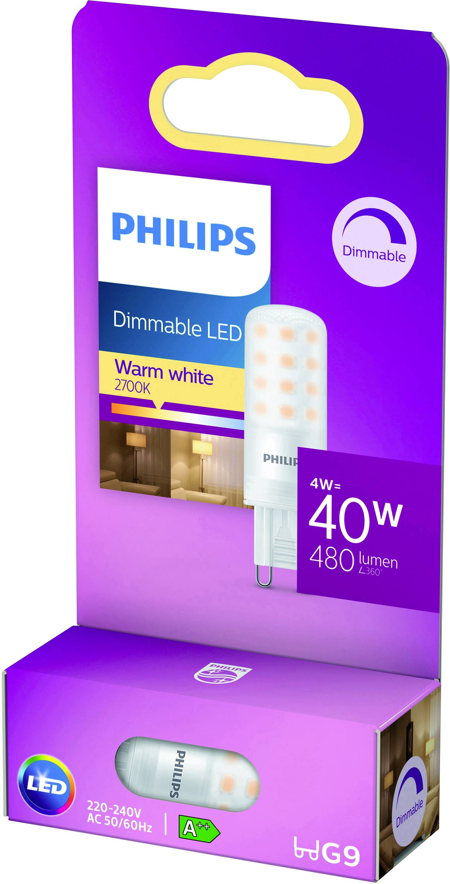 Philips LED 76675700 LED EEK E (A - G) G9 4 W = 40 W Warmweiß (Ø x L) 1.8 cm x 5.9 cm 1 St.