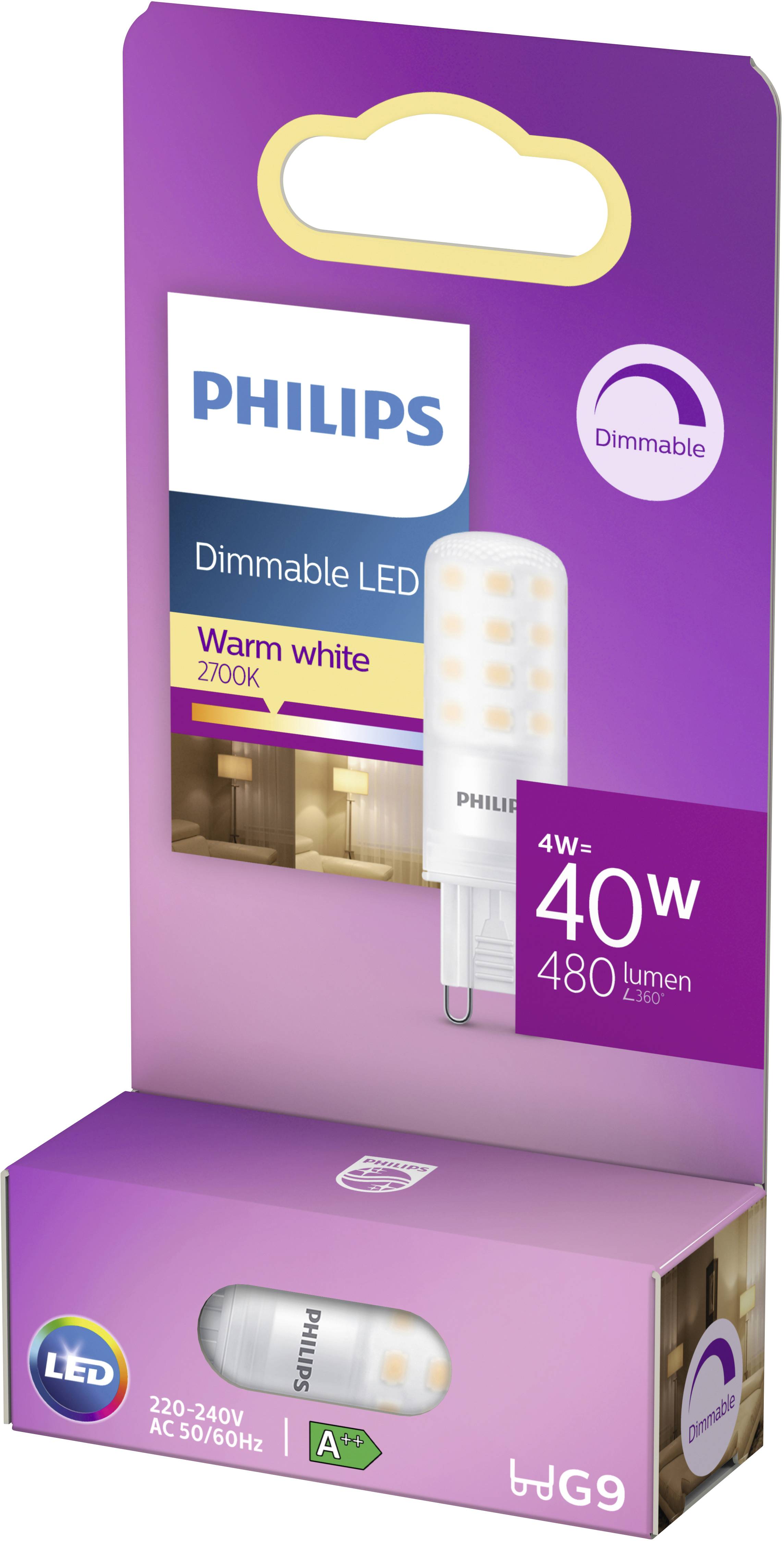 Philips LED 76675700 LED EEK E (A - G) G9 4 W = 40 W Warmweiß (Ø x L) 1.8 cm x 5.9 cm 1 St.