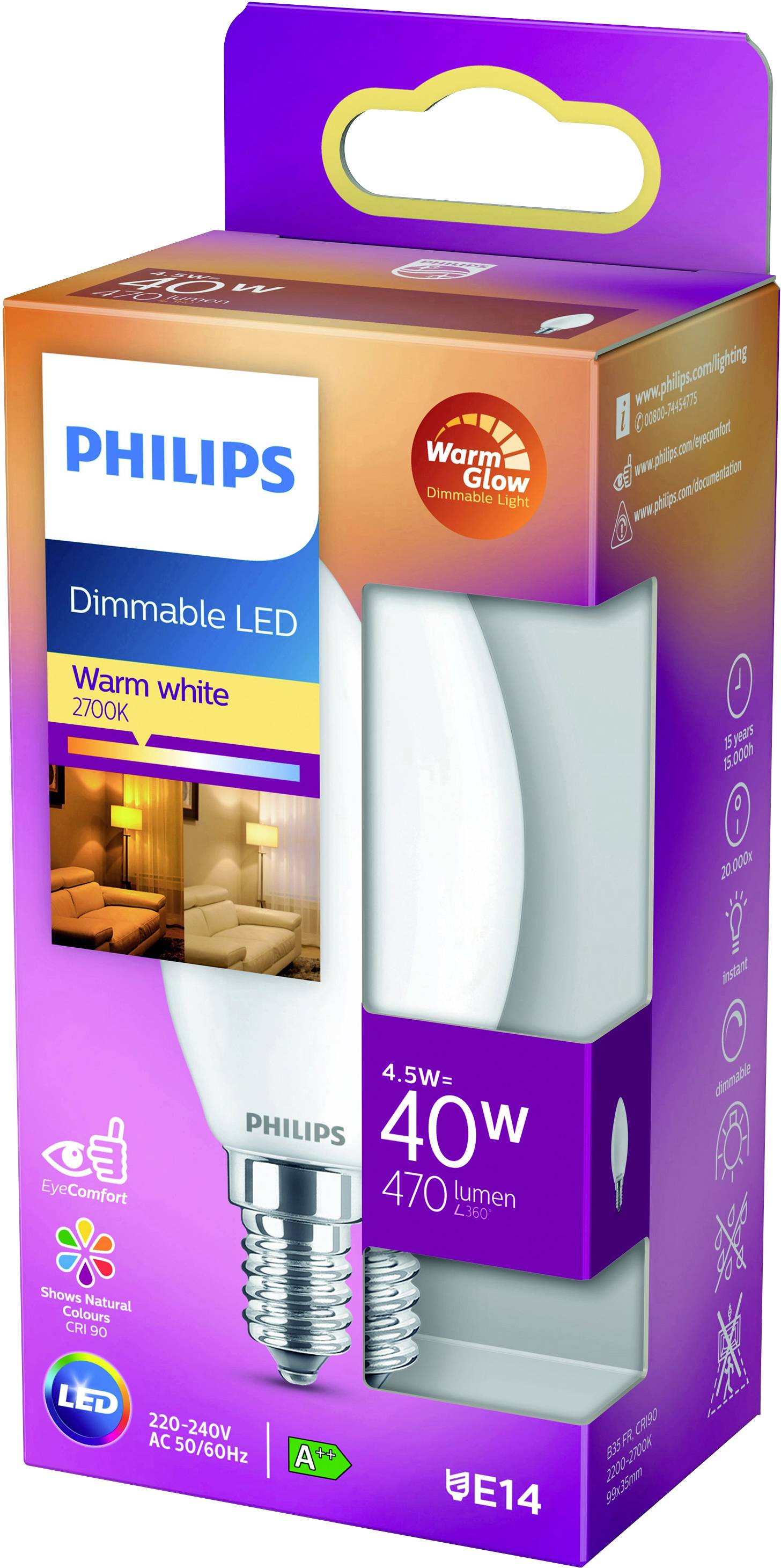 Philips Lighting 78015900 LED EEK D (A - G) E14 4.5W = 40W Warmweiß (Ø x L) 35mm x 35mm 1St.