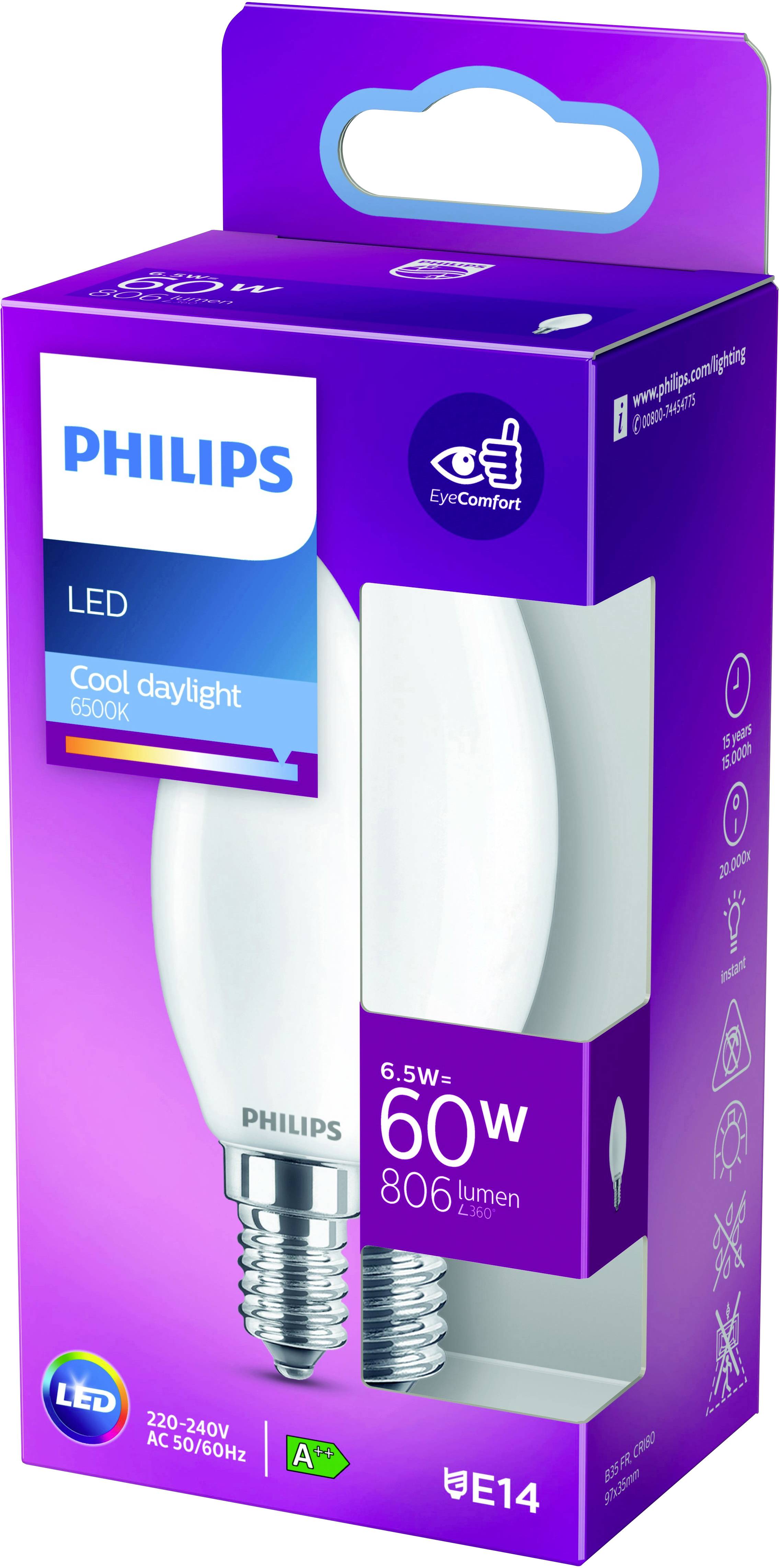 Philips LED 27217000 LED EEK F (A - G) E14 4.3 W = 40 W Warmweiß (Ø x L) 3.5 cm x 9.7 cm 3 St.