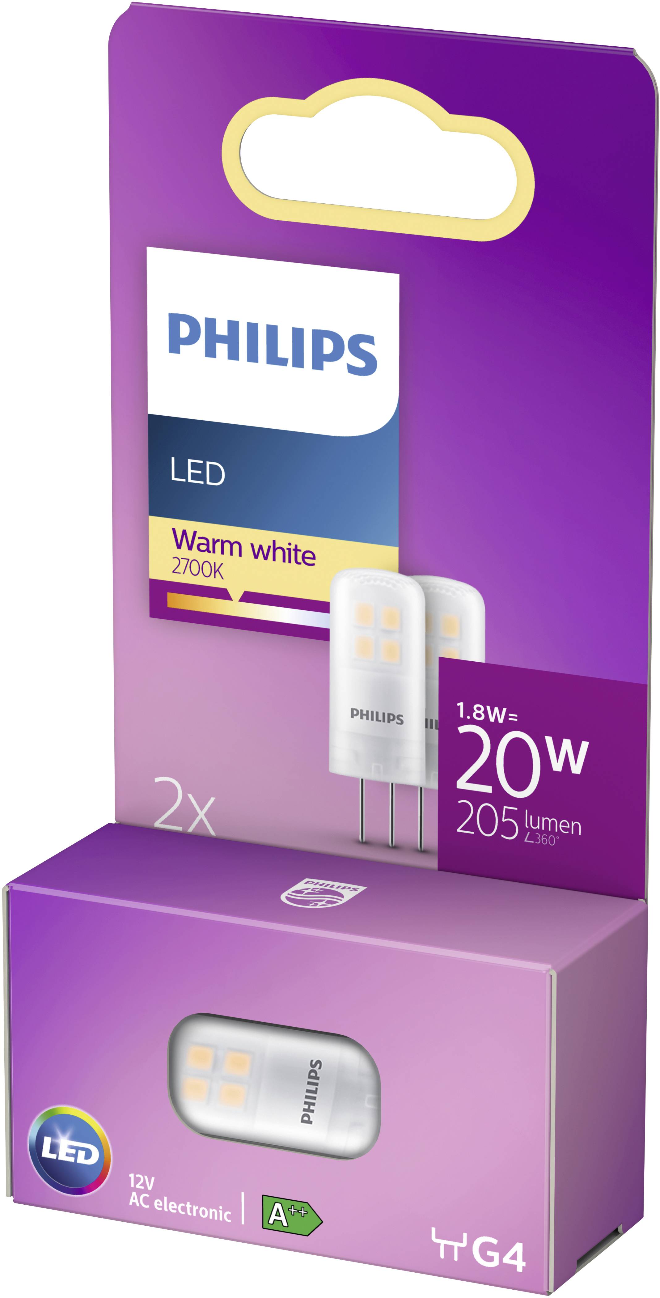 Philips LED 76785300 LED EEK F (A - G) G4 1.8 W = 20 W Warmweiß (Ø x L) 1.3 cm x 3.5 cm 1 St.