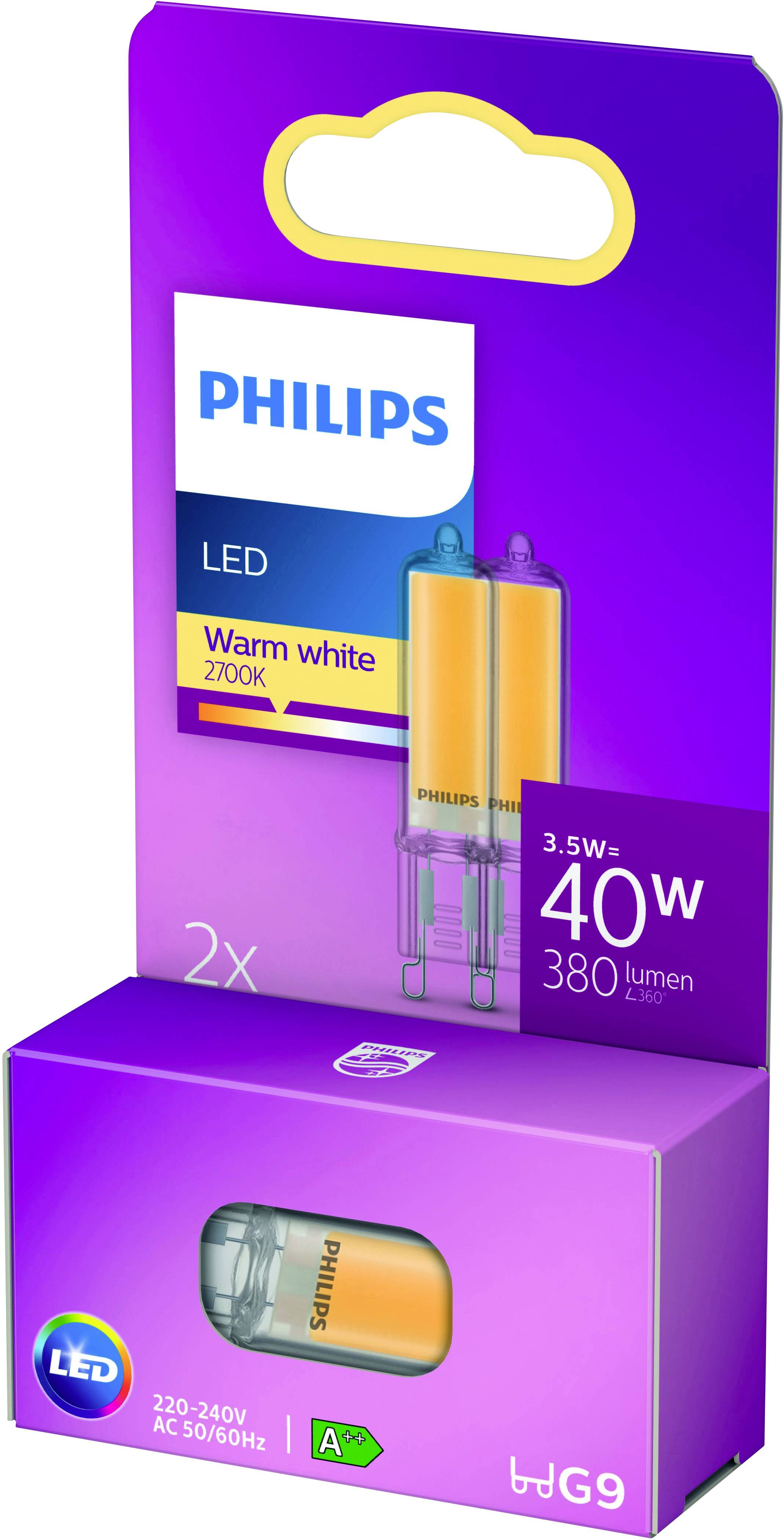 Philips Lighting 75864600 LED EEK E (A - G) G9 3.5 W = 40 W Warmweiß (Ø x L) 1.45 cm x 6 cm 2 St.