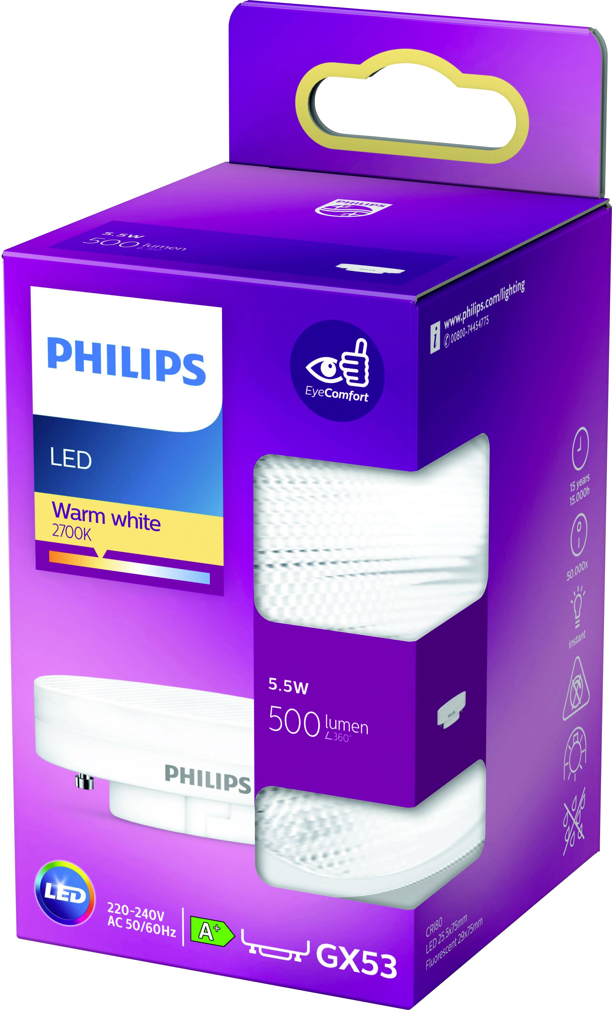 Philips LED 77371700 LED EEK F (A - G) GX53 5.5 W = 40 W Warmweiß (Ø x L) 7.5 cm x 2.55 cm 1 St.