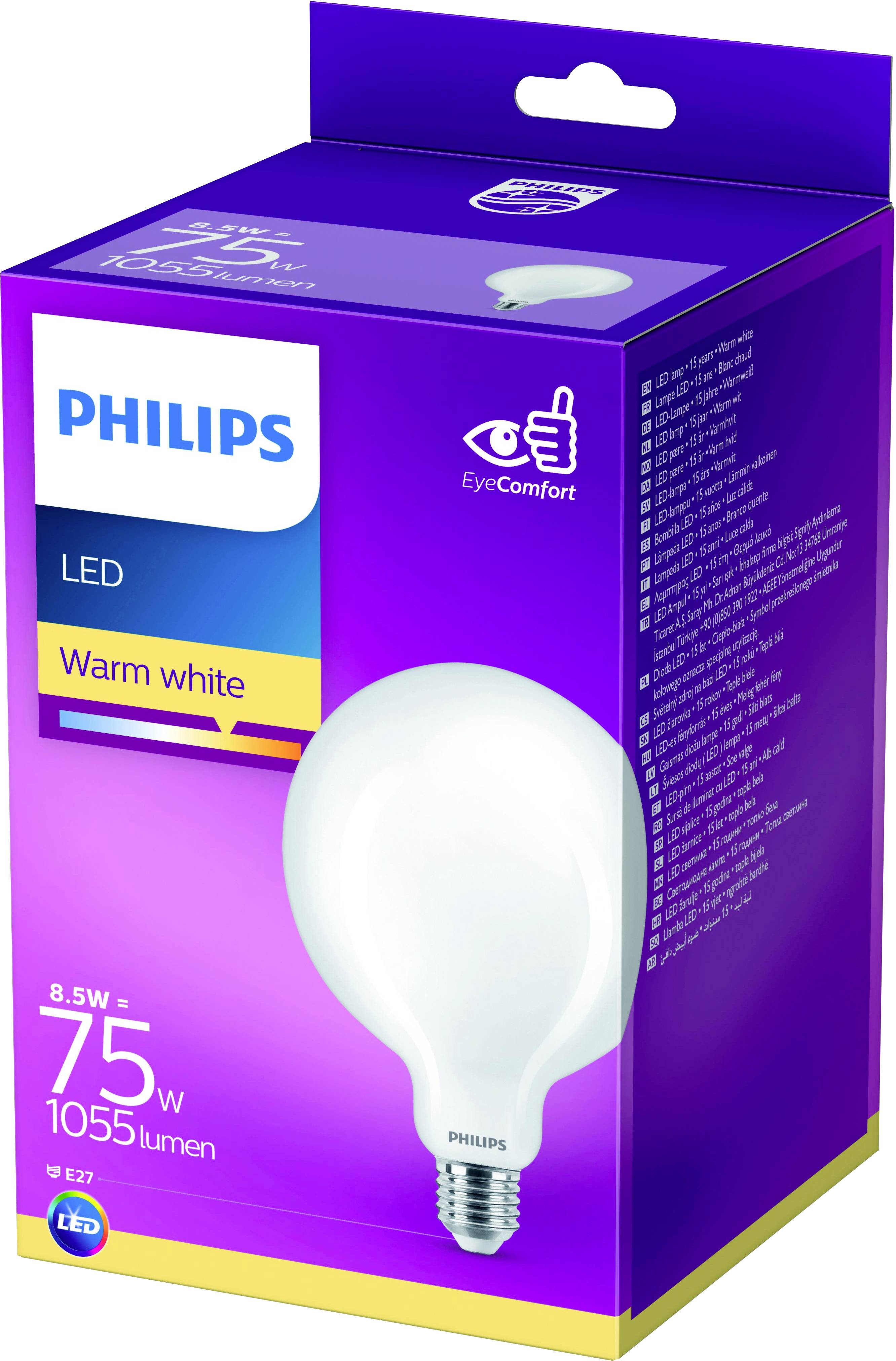 Philips LED 76475300 LED EEK E (A - G) E27 8.5 W = 75 W Warmweiß (Ø x L) 12.5 cm x 17.7 cm 1 St.