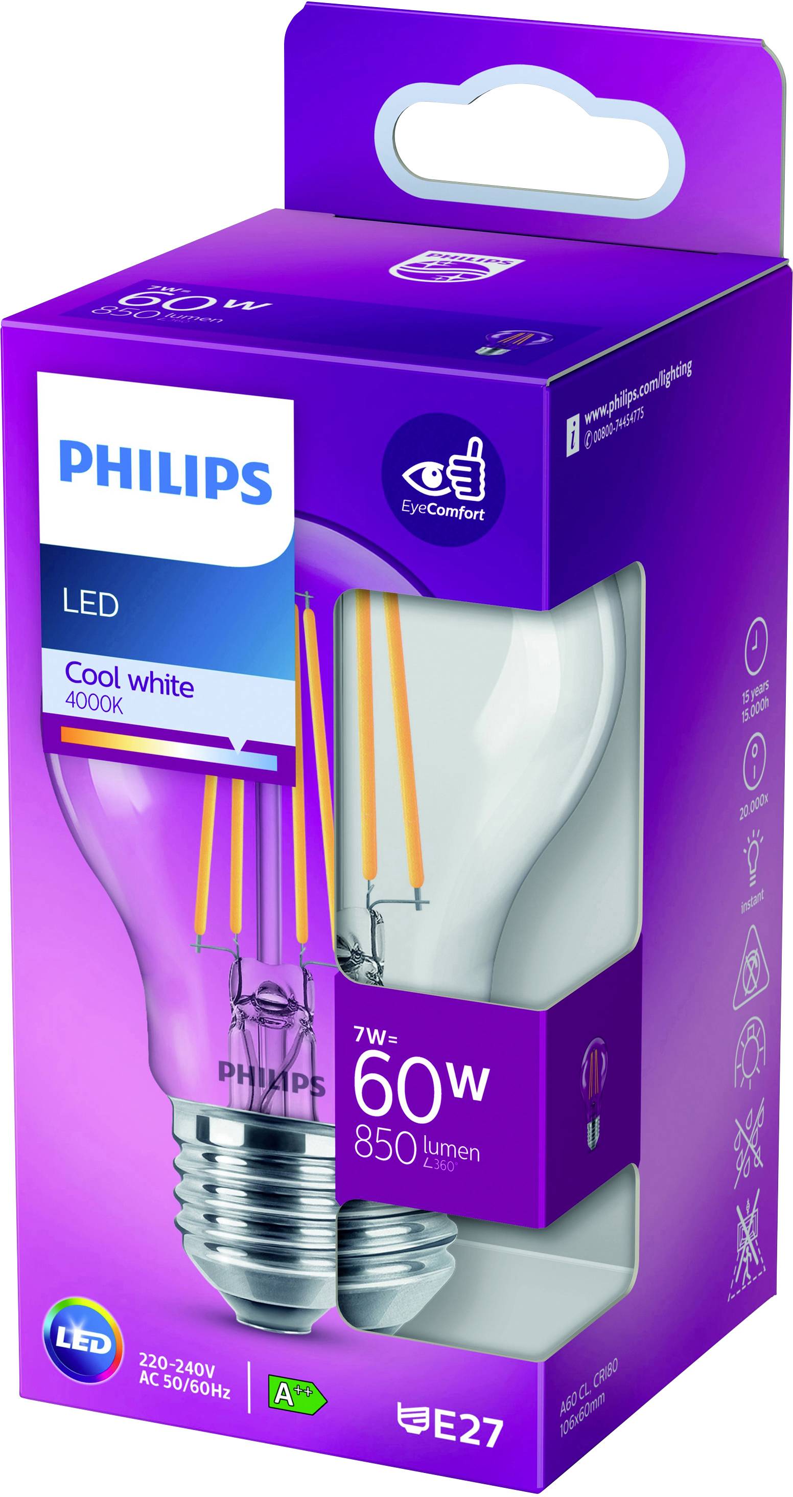 Philips LED 78400301 LED EEK E (A - G) E27 7W = 60W Neutralweiß (Ø x L) 6cm x 10.6cm 1St.