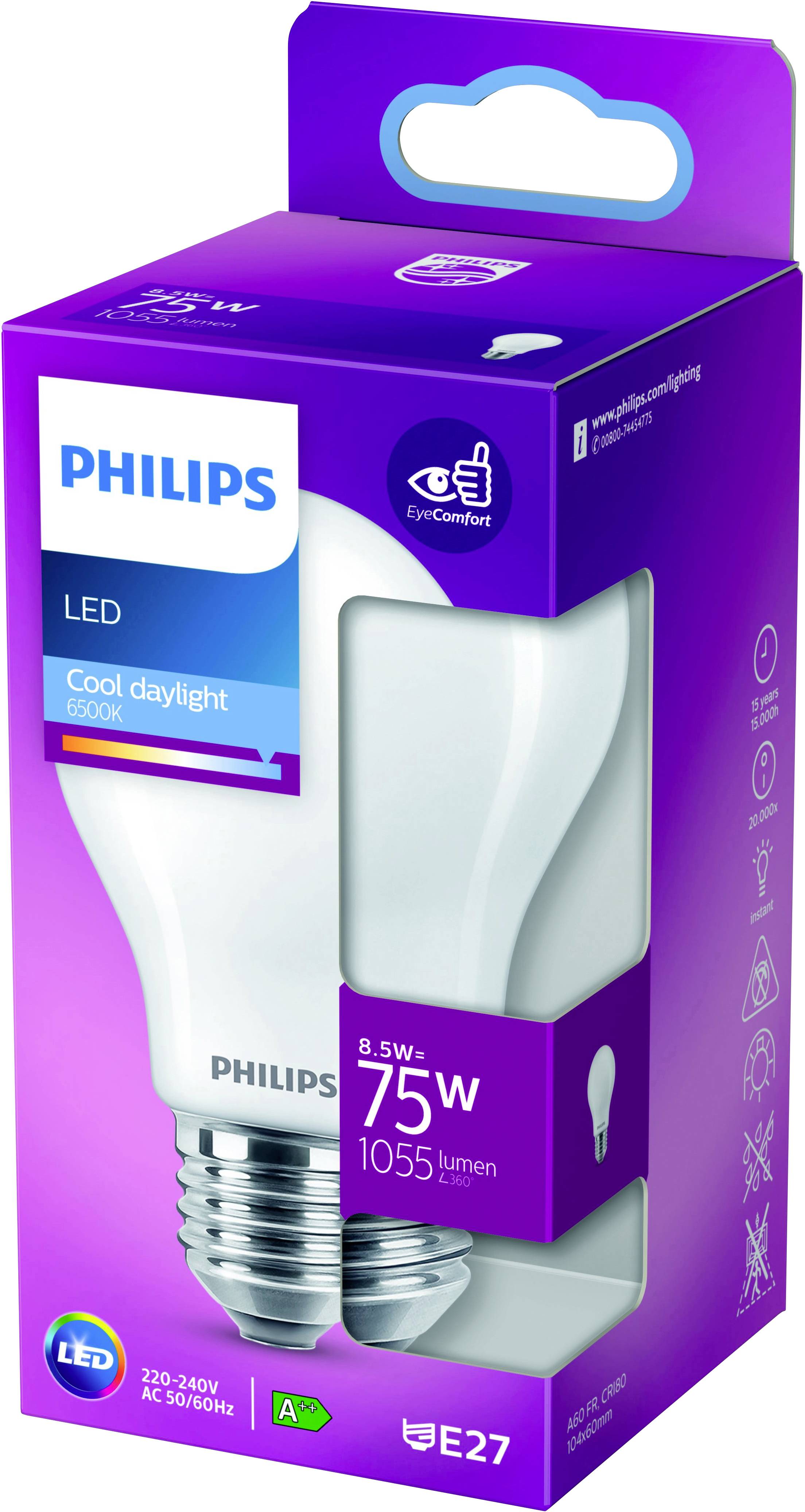 Philips LED 26675900 LED EEK E (A - G) E27 7W = 60W Warmweiß (Ø x L) 6cm x 11cm 3St.