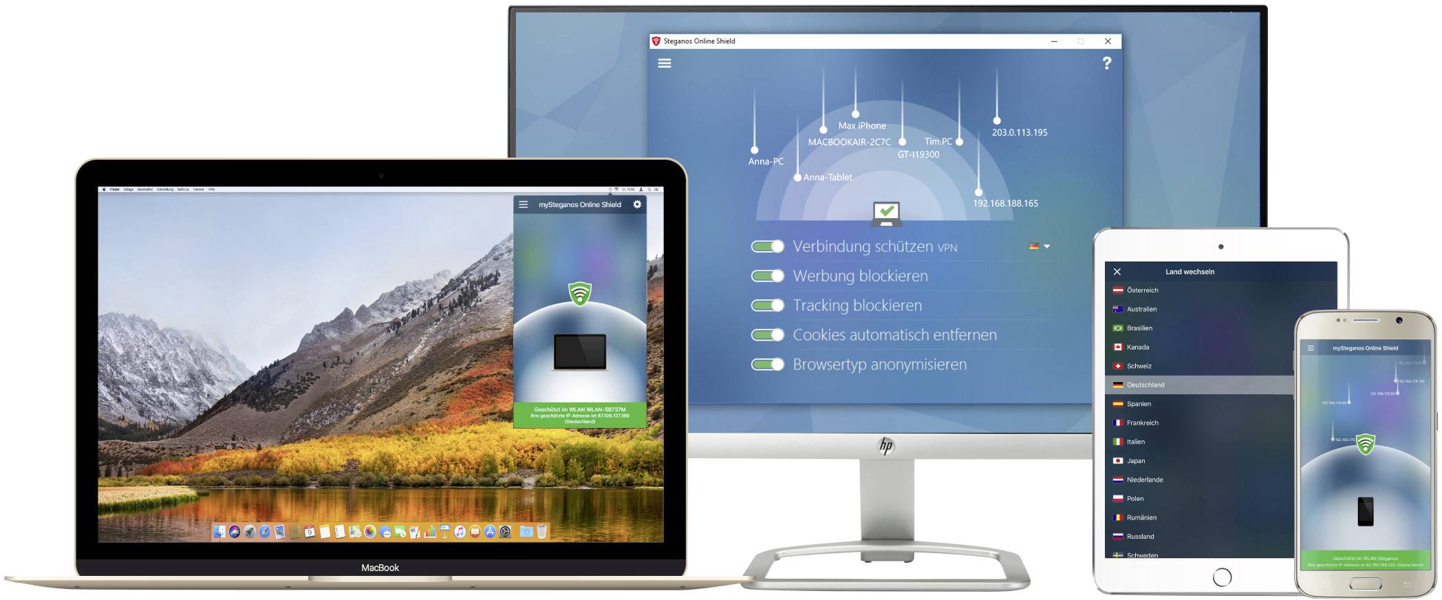 Avanquest Steganos Online Shield VPN Vollversion, 5 Lizenzen Windows, Mac, iOS, Android Systemoptimierung