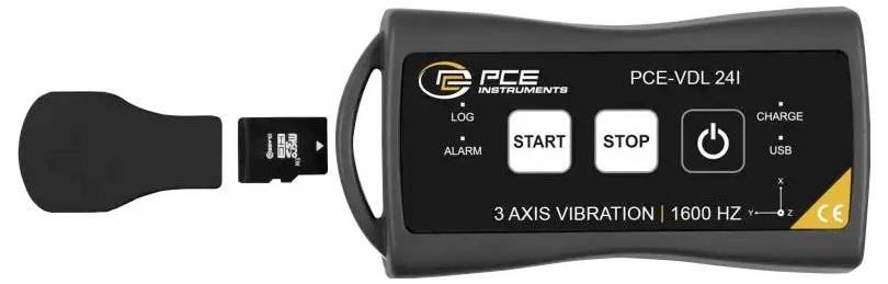 Ein 3-Achsen-Vibrationsdatenlogger (PCE-VDL 24I) mit 
