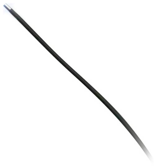 Schwarzes diagonales Kabel oder Draht auf weißem Hintergrund, das sich von der oberen linken Ecke zur unteren rechten Ecke erstreckt.