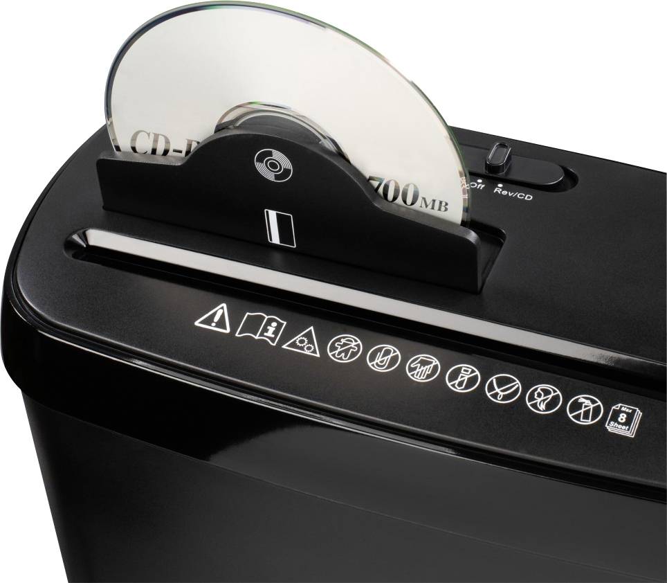 Hama Basic S8CD Aktenvernichter 9 Blatt Streifenschnitt 6mm P-1 11l Vernichtet auch CDs, DVDs