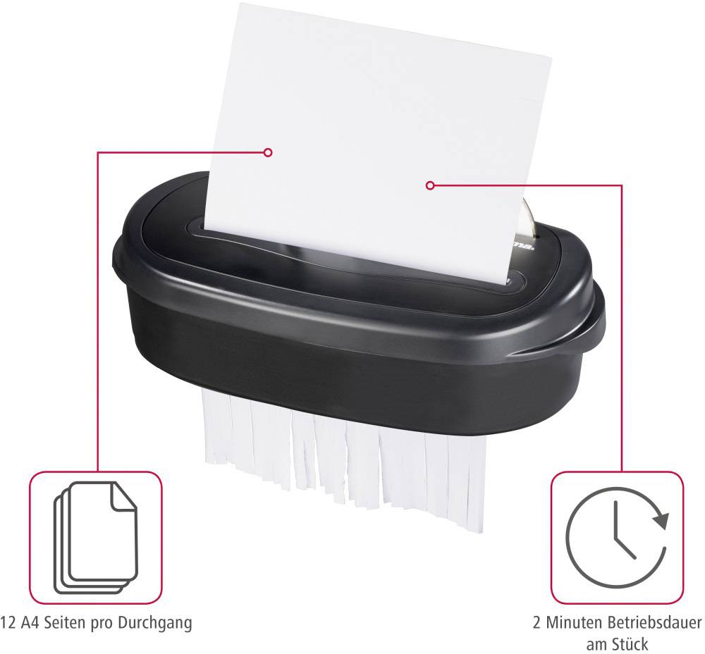 Hama Home X12CD Aktenvernichter 13 Blatt Partikelschnitt 4 x 40 mm P-2 21 l Vernichtet auch CDs, DVDs, Kreditkarte
