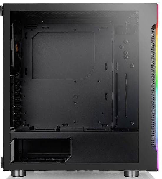 Thermaltake H200 TG RGB Midi-Tower PC-Gehäuse Schwarz Integrierte Beleuchtung, 1 vorinstallierter Lüfter, Seitenfenster