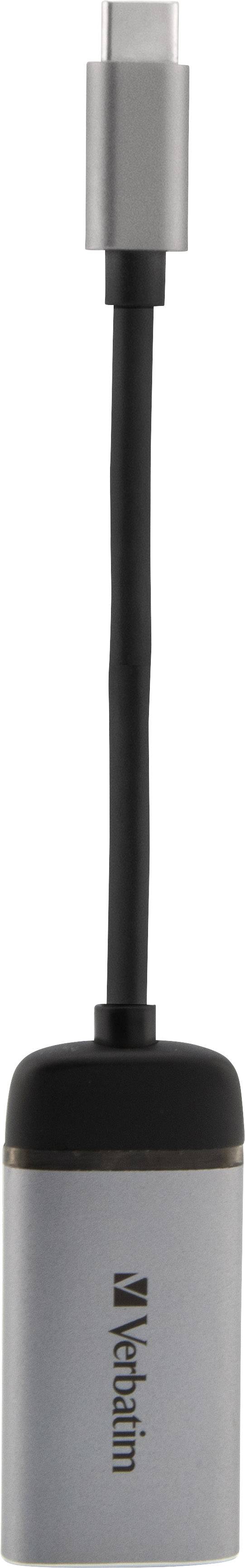 Adapter mit USB-C-Stecker auf Ethernet-Anschluss von Verbatim zur kabelgebundenen Netzwerkverbindung.