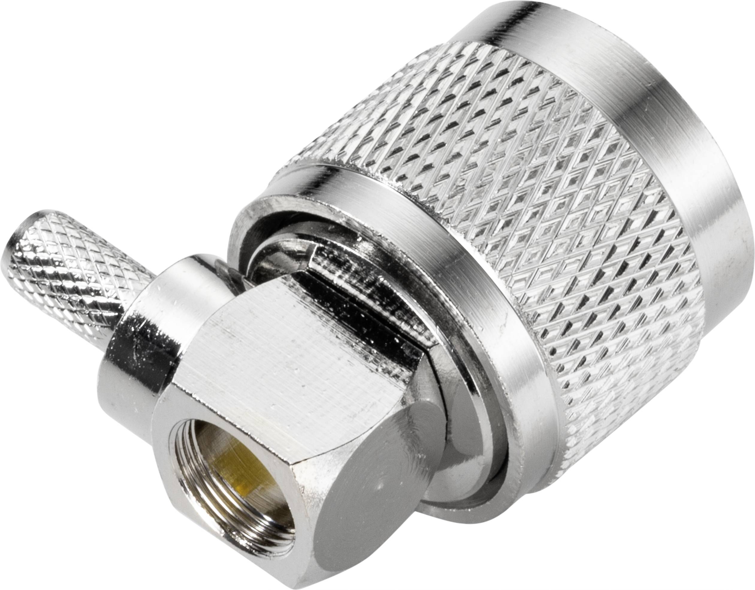 Metallischer Adapter mit gerändelter Oberfläche und Gewinde, vermutlich für technische oder mechanische Anwendungen.