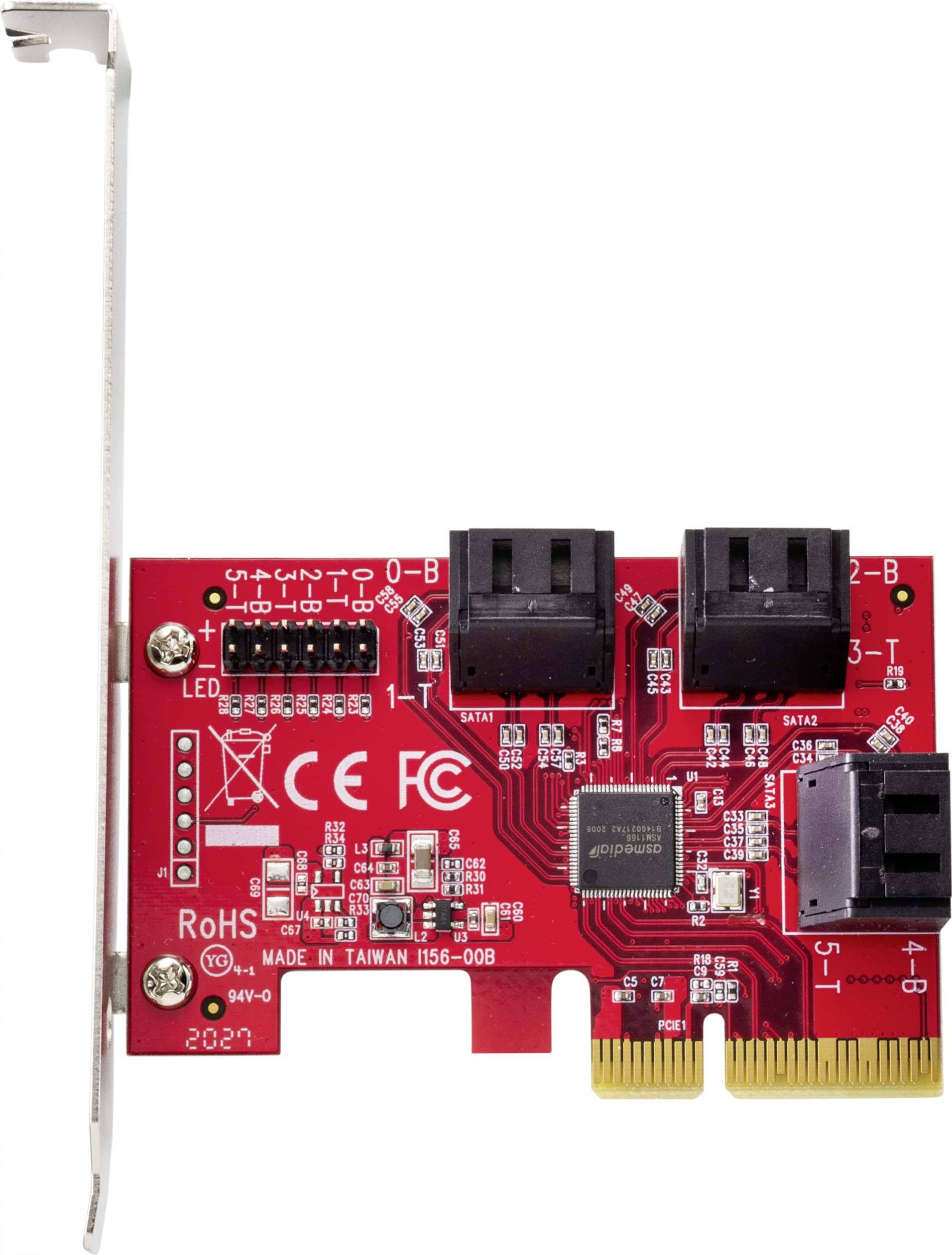 Renkforce RF-4599662 6 Port SATA Controller PCIe x4 Passend für (SSD): SATA SSD inkl. Low-Profile Slotblech