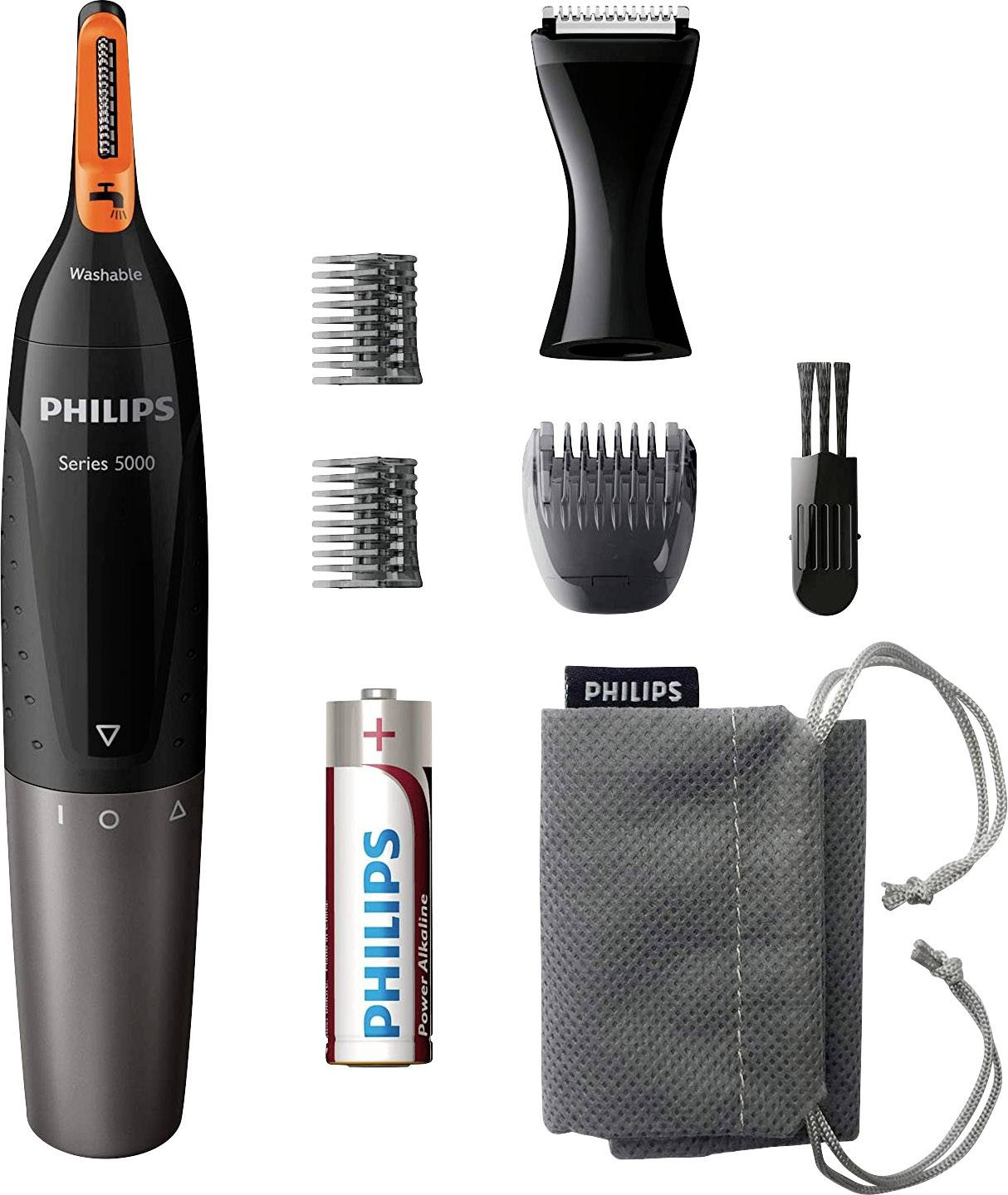Philips NT5176/16 serie5000 Ohr-, Nasenhaartrimmer Schwarz, Grau, Orange
