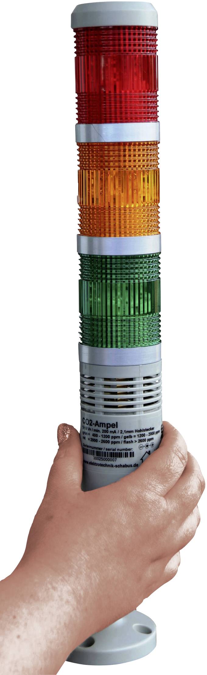 Schabus CO2 Anzeige Luftgütesensor mit internem Sensor netzbetrieben detektiert Kohlendioxid