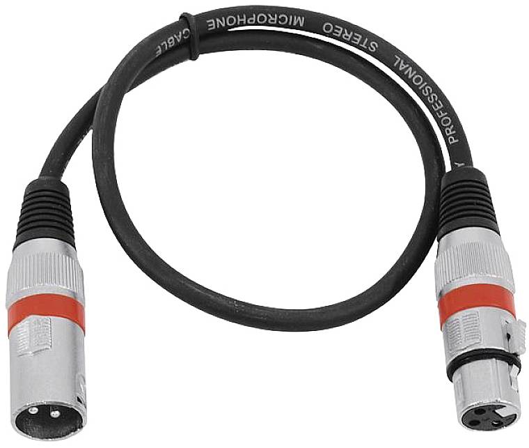 Omnitronic 30220401 XLR Verbindungskabel [1x XLR-Stecker 3 polig - 1x XLR-Buchse 3 polig] 0.50m Schwarz