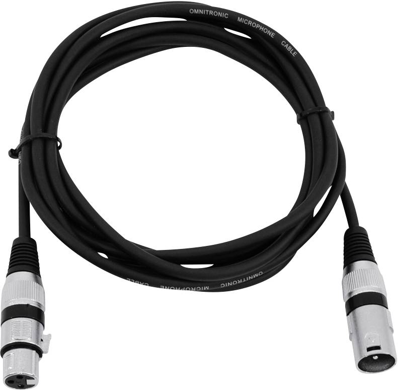 Omnitronic 3022045N XLR Verbindungskabel [1x XLR-Stecker 3 polig - 1x XLR-Buchse 3 polig] 1.50m Schwarz