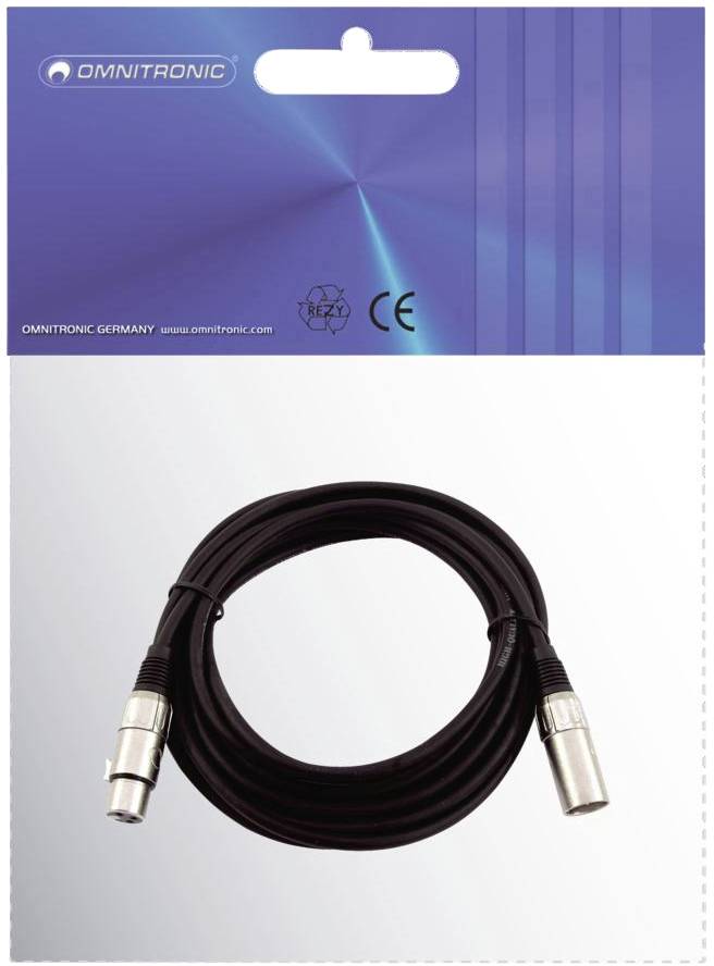 Omnitronic 3022055N XLR Verbindungskabel [1x XLR-Stecker 3 polig - 1x XLR-Buchse 3 polig] 10.00m Schwarz