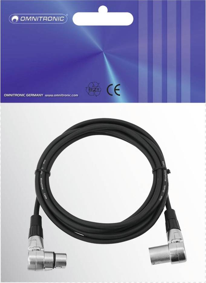 Omnitronic 30220632 XLR Verbindungskabel [1x XLR-Stecker 3 polig - 1x XLR-Buchse 3 polig] 3.00m Schwarz