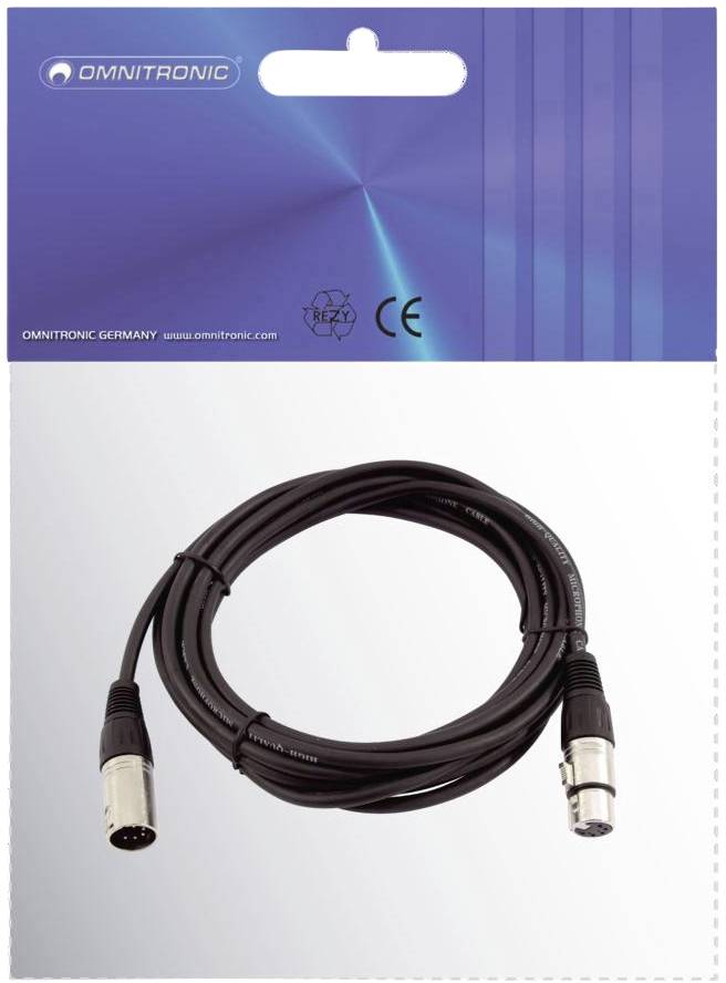 Omnitronic 30220769 XLR Verbindungskabel [1x XLR-Stecker 5 polig - 1x XLR-Buchse 5 polig] 5.00 m Schwarz