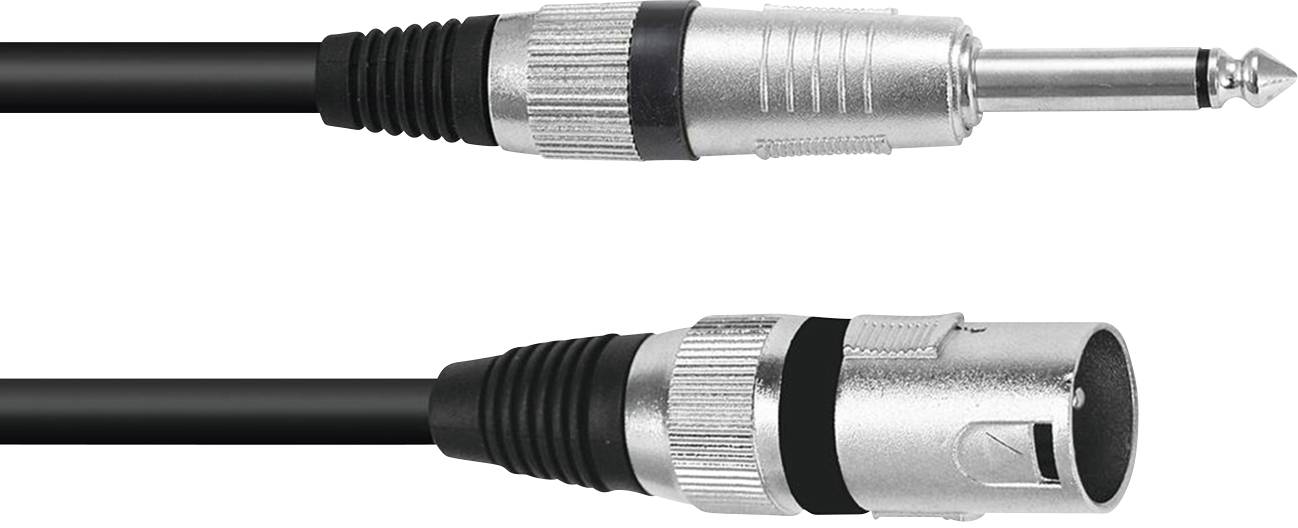 Omnitronic 3022519D XLR Adapterkabel [1x XLR-Stecker 3 polig - 1x Klinkenstecker 6.3mm (mono)] 10.00m Schwarz