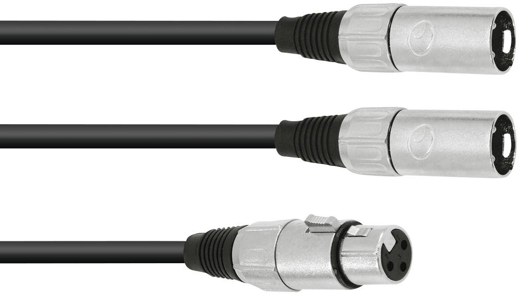 Omnitronic 30225204 XLR Adapterkabel [1x XLR-Buchse 3 polig - 2x XLR-Stecker 3 polig] 1.00 m Schwar