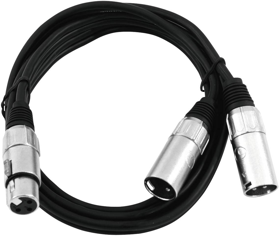 Omnitronic 30225204 XLR Adapterkabel [1x XLR-Buchse 3 polig - 2x XLR-Stecker 3 polig] 1.00m Schwarz