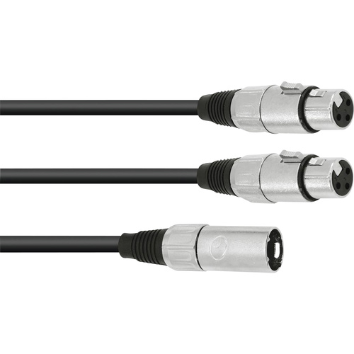 Omnitronic 30225207 XLR Adapterkabel [1x XLR-Stecker 3 polig - 2x XLR-Buchse 3 polig] 0.50m Schwarz