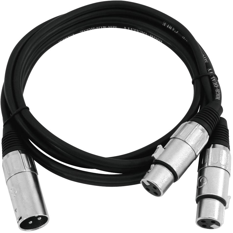 Omnitronic 30225207 XLR Adapterkabel [1x XLR-Stecker 3 polig - 2x XLR-Buchse 3 polig] 0.50m Schwarz