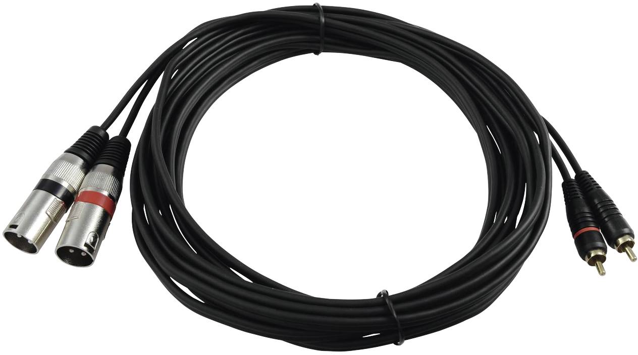Omnitronic 3022522E XLR Adapterkabel [2x XLR-Stecker 3 polig - 2x Cinch-Stecker] 6.00 m Schwarz