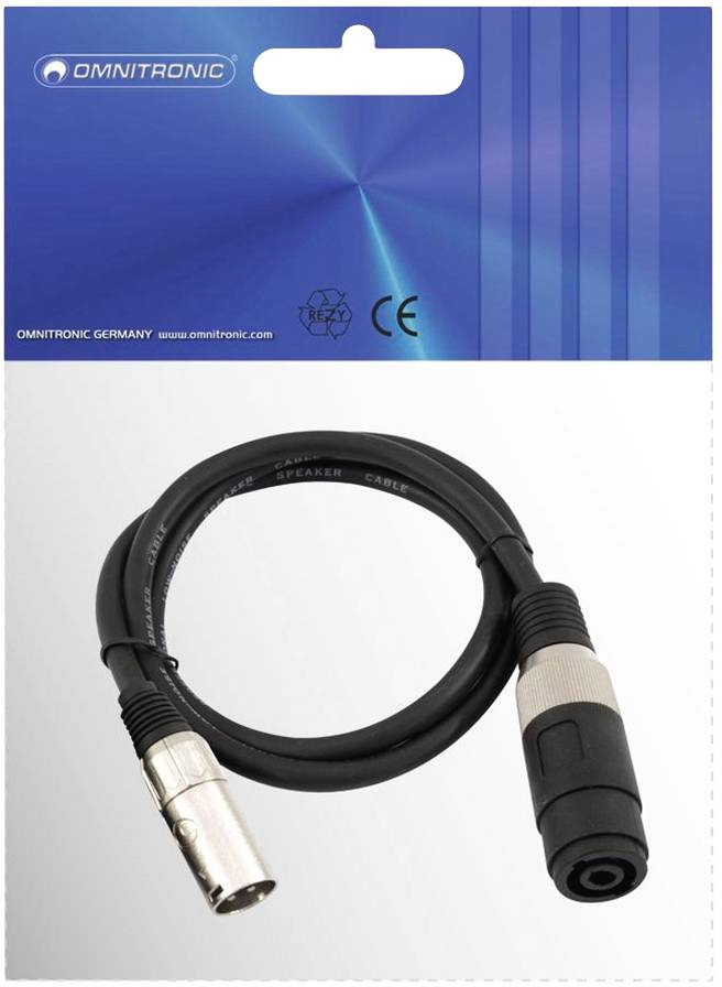 Omnitronic 30225590 XLR Adapterkabel [1x Lautsprecherkupplung - 1x XLR-Stecker 3 polig] 1.00m Schwarz