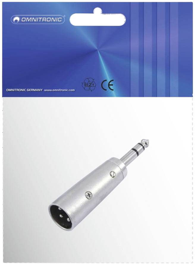 Omnitronic 30226455 XLR Adapter [1x XLR-Stecker 3 polig - 1x Klinkenstecker 6.3 mm (stereo)] Silber