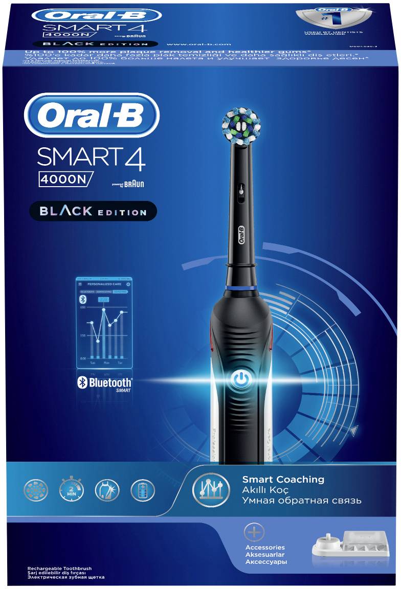 Oral-B Smart 4 4000 Smart 4 4000 Elektrische Zahnbürste Rotierend/Oszilierend/Pulsieren Schwarz