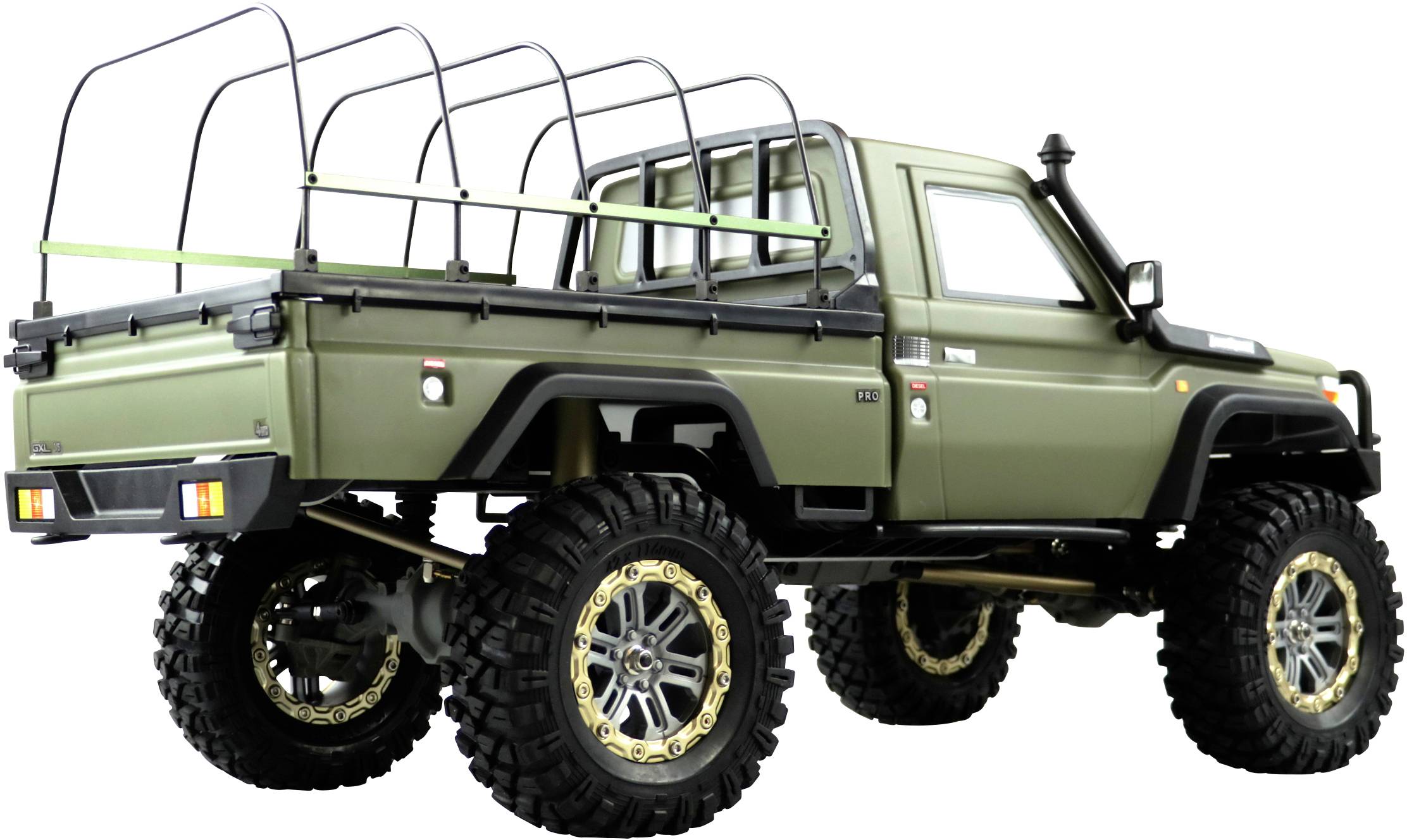 Amewi AMXRock RCX10PS Scale Crawler Pick-Up mattgrün 1:10, RTR Brushed 1:10 RC Modellauto Elektro Crawler RtR 2,4 GHz