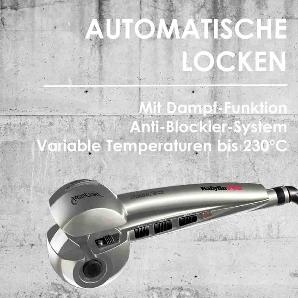 Babyliss BAB2665SE Pro MiraCurl SteamTech Lockenstab Silber mit Lockenfunktion, automatische Abschaltung