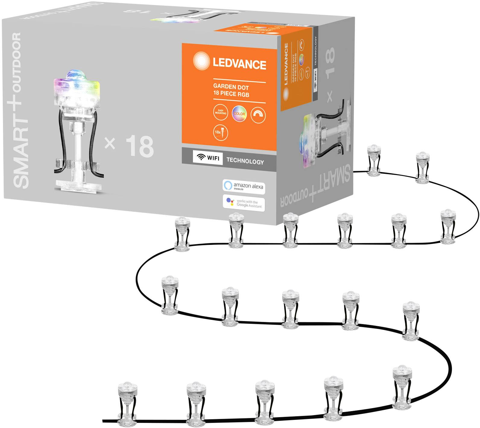 LEDVANCE 4058075478558 SMART+ GARDEN SPOT MINI RGBW WIFI 18pcs LED-Gartenleuchte LED LED fest eingebaut 4.7 W Klar