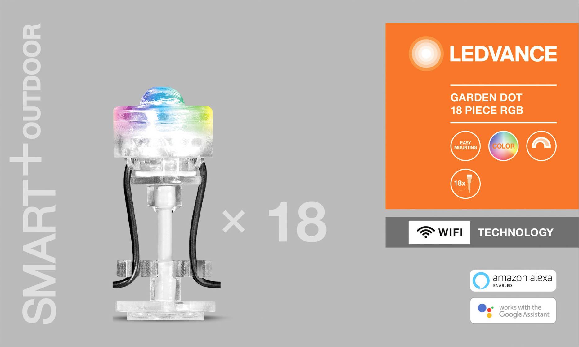 LEDVANCE 4058075478558 SMART+ GARDEN SPOT MINI RGBW WIFI 18pcs LED-Gartenleuchte LED LED fest eingebaut 4.7 W Klar