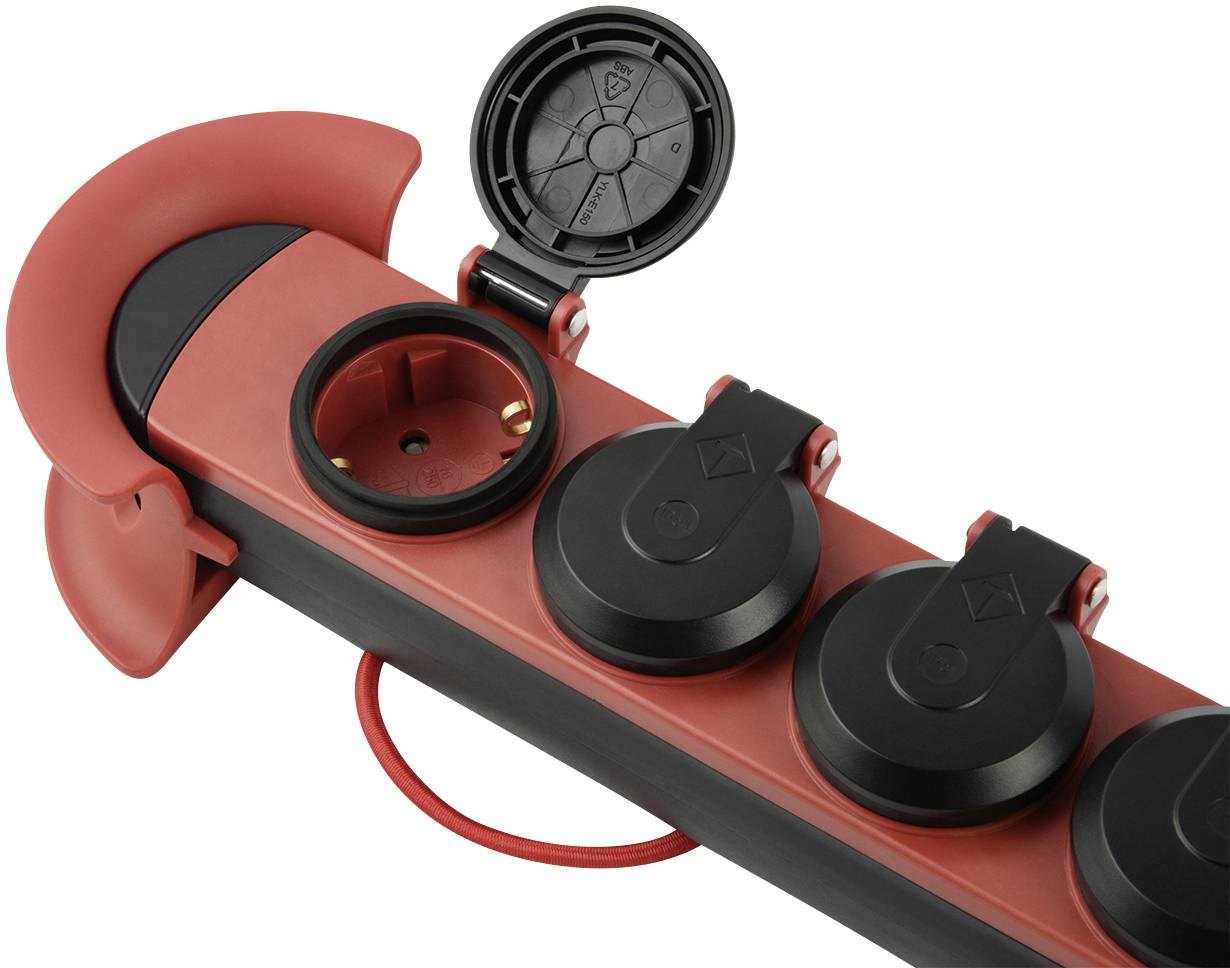 Maxtrack NV 61-3L Steckdosenleiste mit Schalter Schwarz/Rot Schutzkontakt 1St.