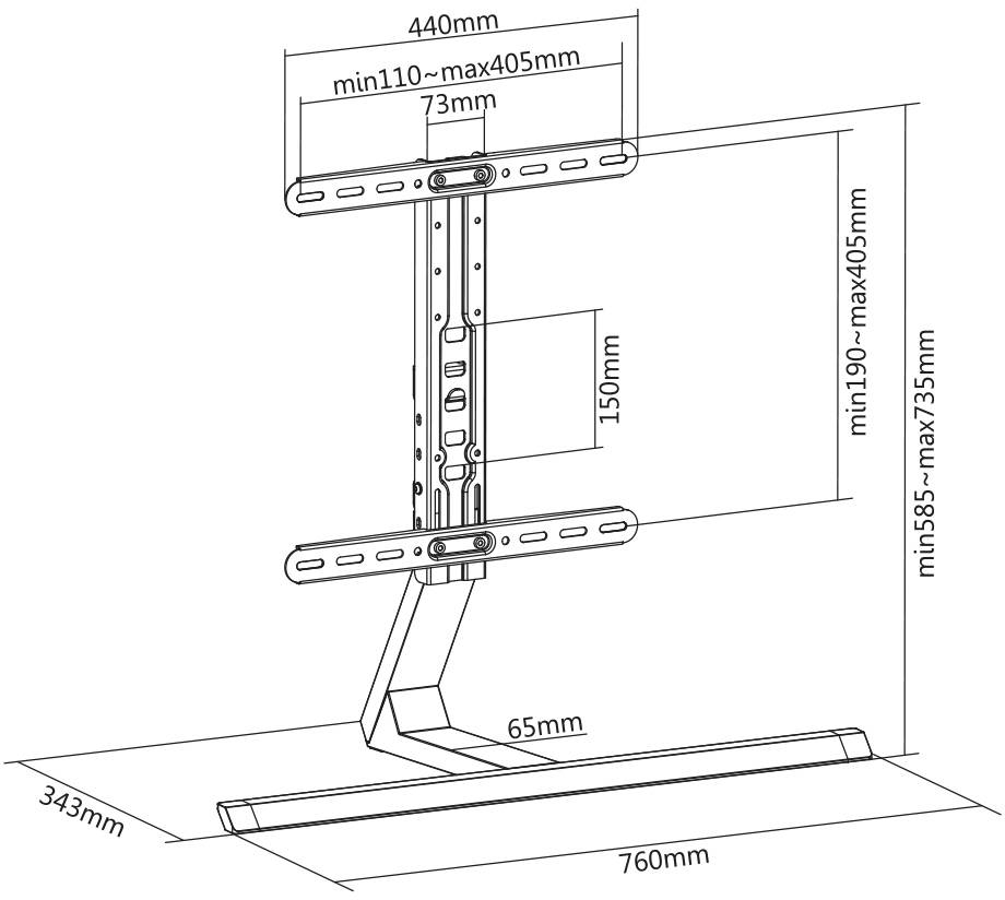 My Wall HP 37L TV-Standfuß 81,3cm (32") - 165,1cm (65") Höhenverstellbar