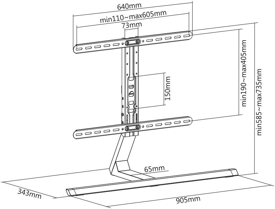 My Wall HP 38 L TV-Standfuß 94,0 cm (37") - 190,5 cm (75") Höhenverstellbar, Stand